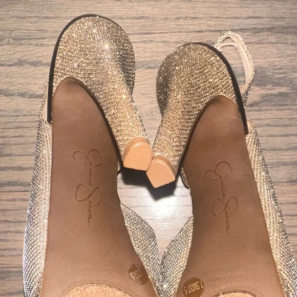 Jessica Simpson Sparkle Gold Slingback Heels - Picture 12 of 12